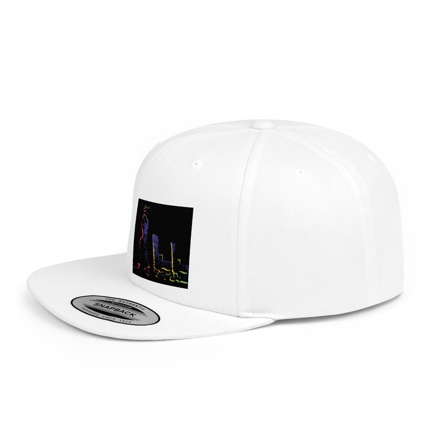 Stylish Flat Bill Snapback Hat with Vibrant Abstract Design