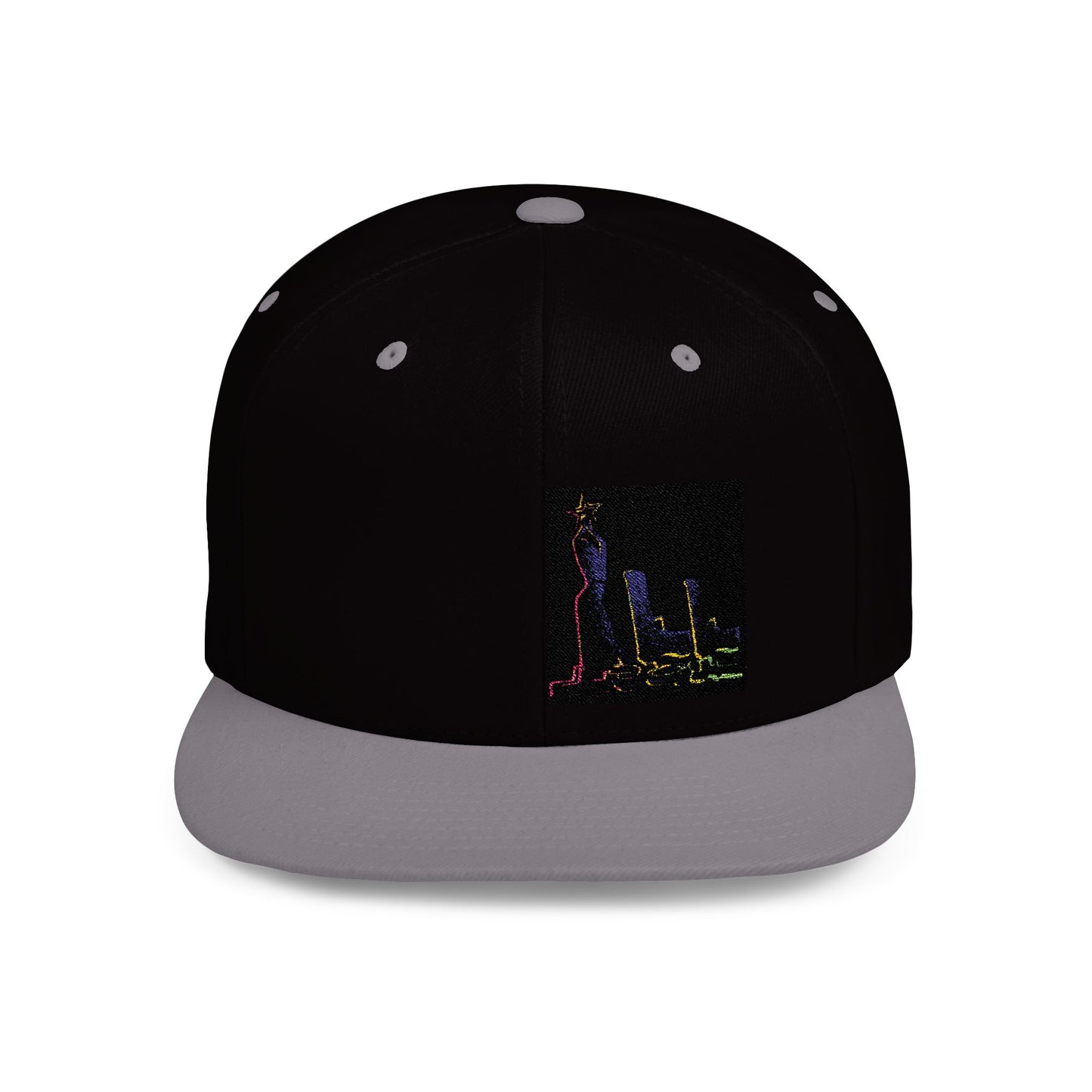 Stylish Flat Bill Snapback Hat with Vibrant Abstract Design