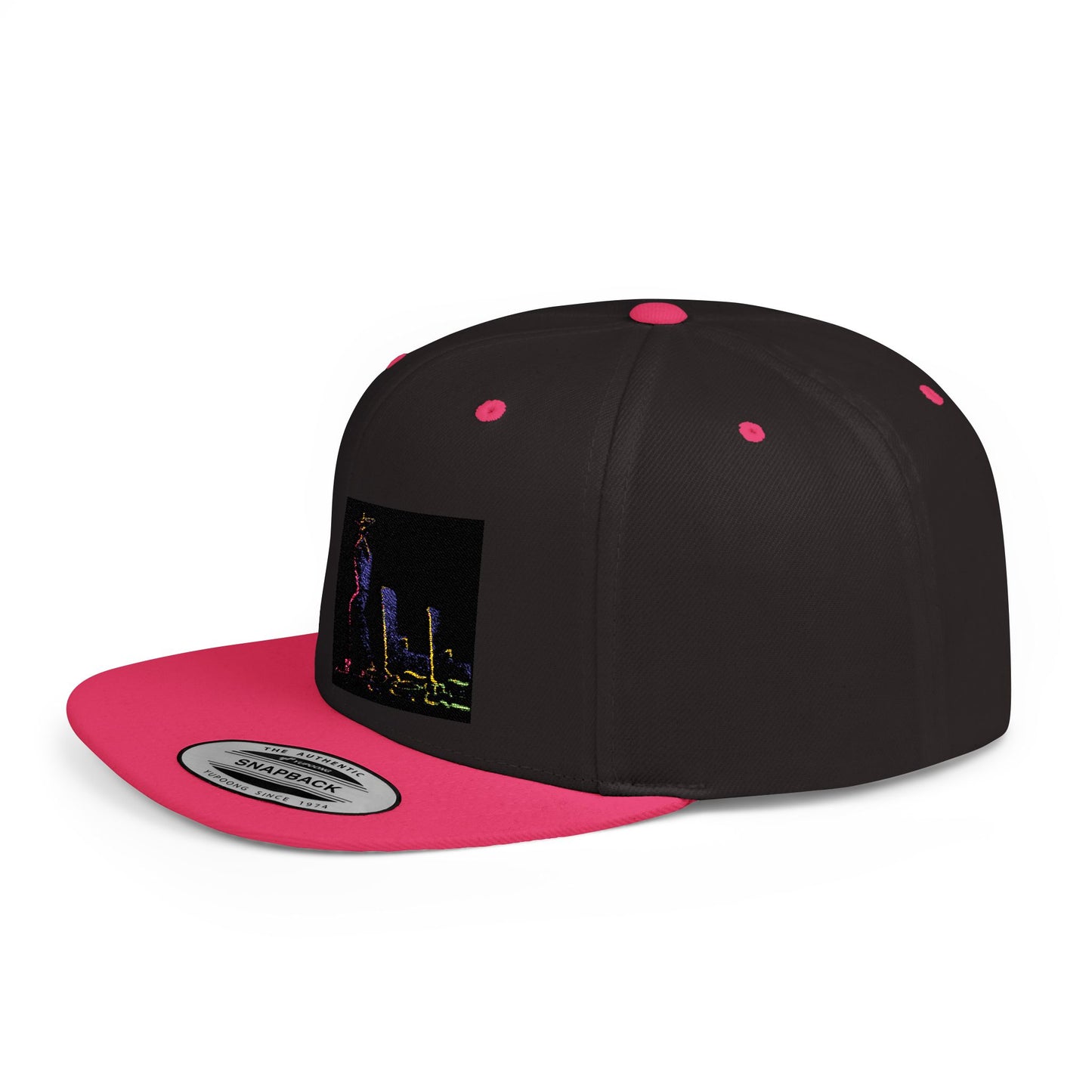 Stylish Flat Bill Snapback Hat with Vibrant Abstract Design