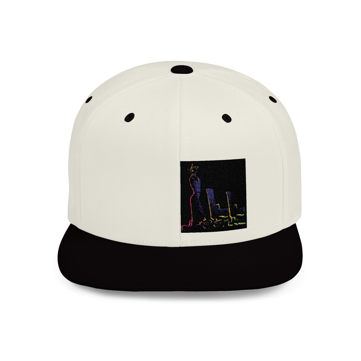 Stylish Flat Bill Snapback Hat with Vibrant Abstract Design