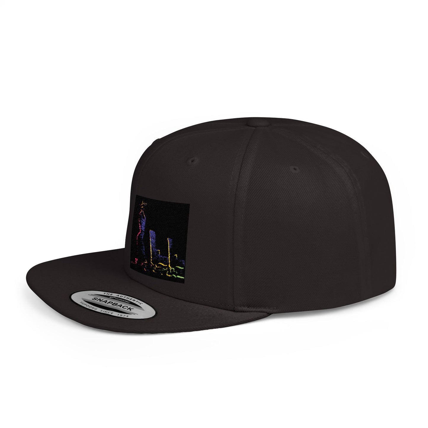 Stylish Flat Bill Snapback Hat with Vibrant Abstract Design