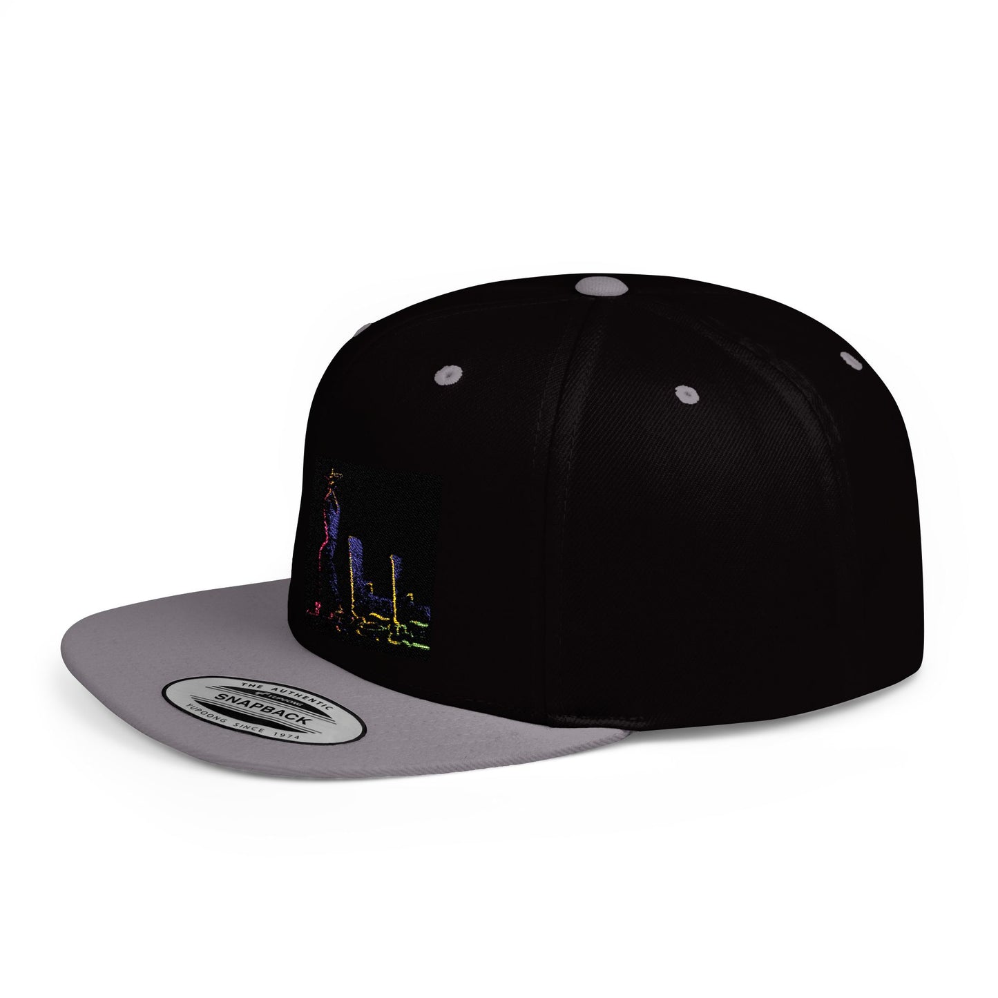 Stylish Flat Bill Snapback Hat with Vibrant Abstract Design