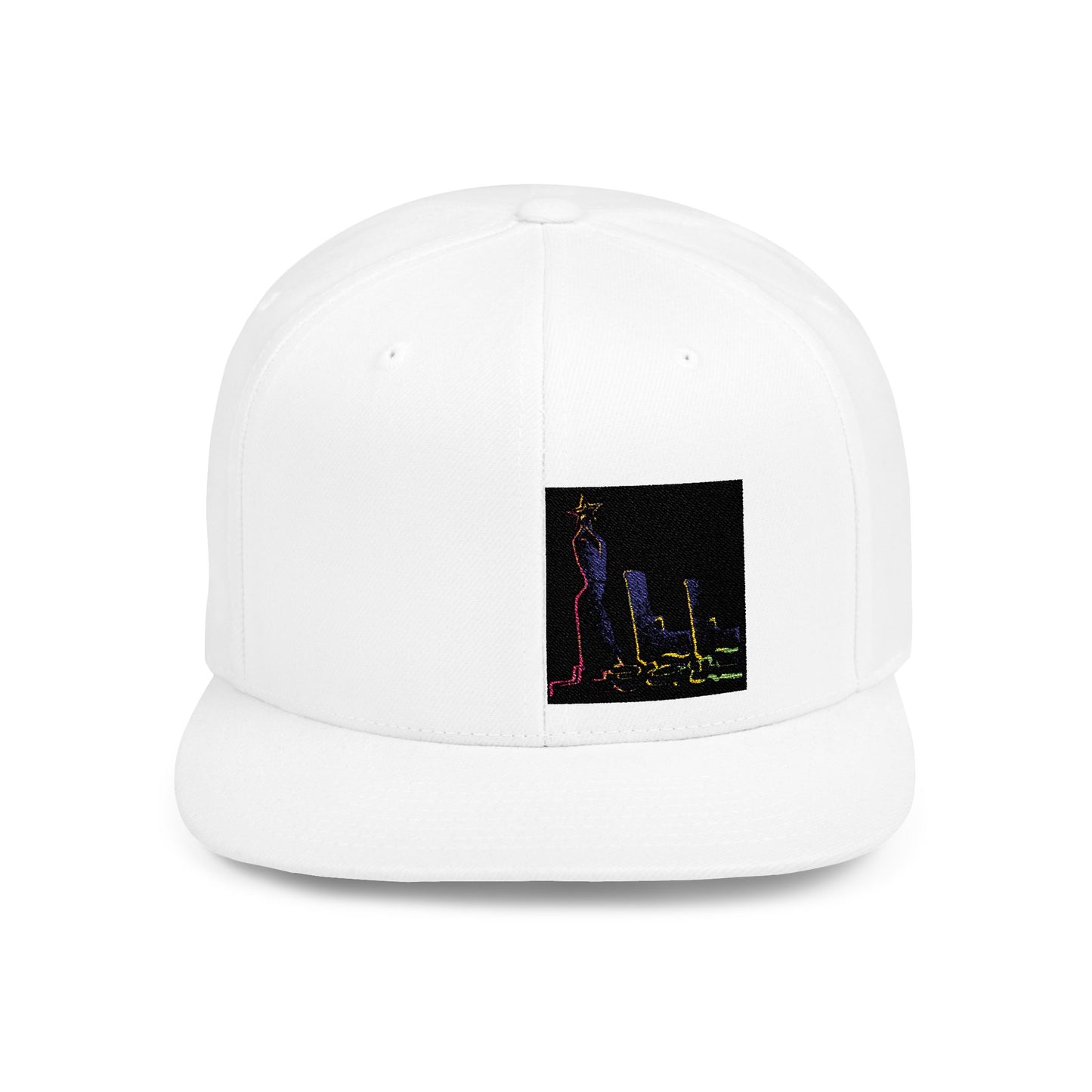 Stylish Flat Bill Snapback Hat with Vibrant Abstract Design