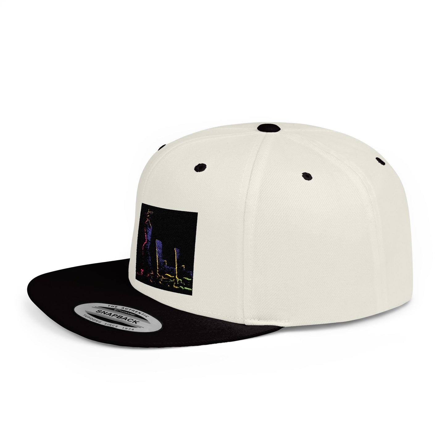 Stylish Flat Bill Snapback Hat with Vibrant Abstract Design