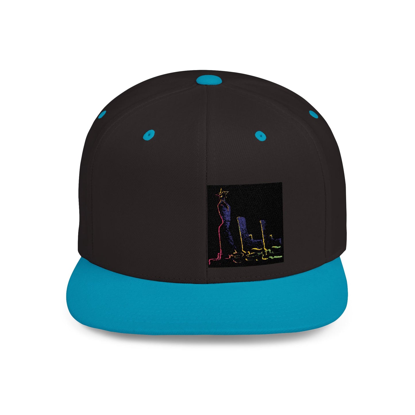 Stylish Flat Bill Snapback Hat with Vibrant Abstract Design