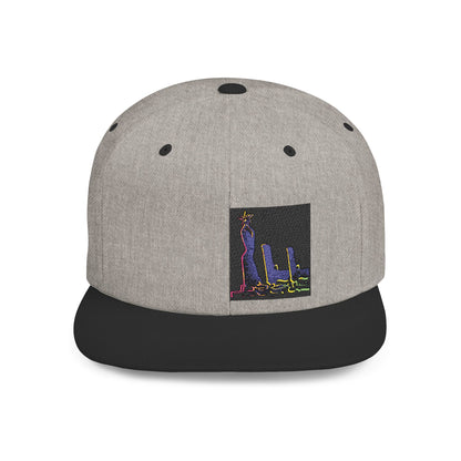 Stylish Flat Bill Snapback Hat with Vibrant Abstract Design