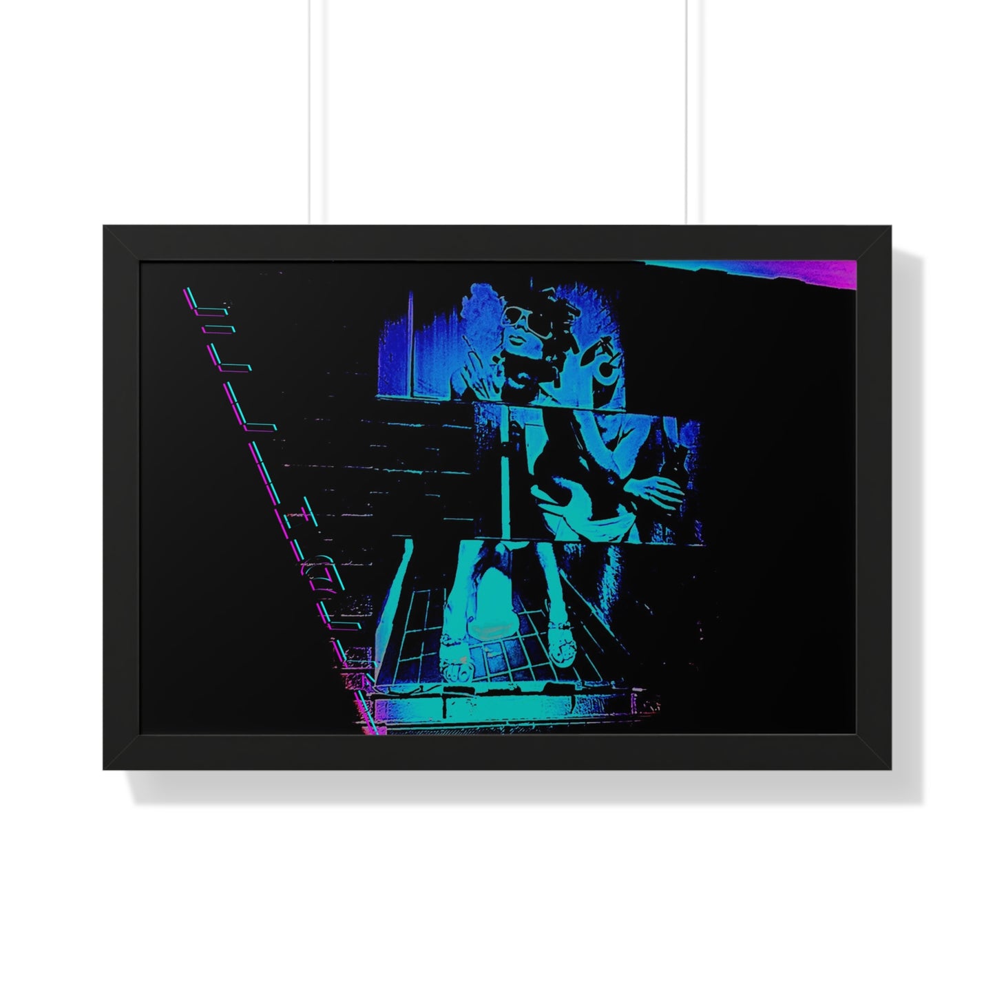 Retro Neon Framed Poster - Abstract Art for Modern Decor
