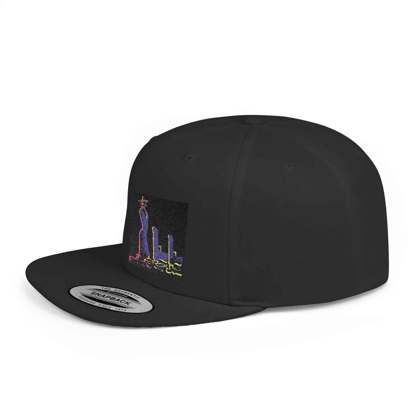 Stylish Flat Bill Snapback Hat with Vibrant Abstract Design