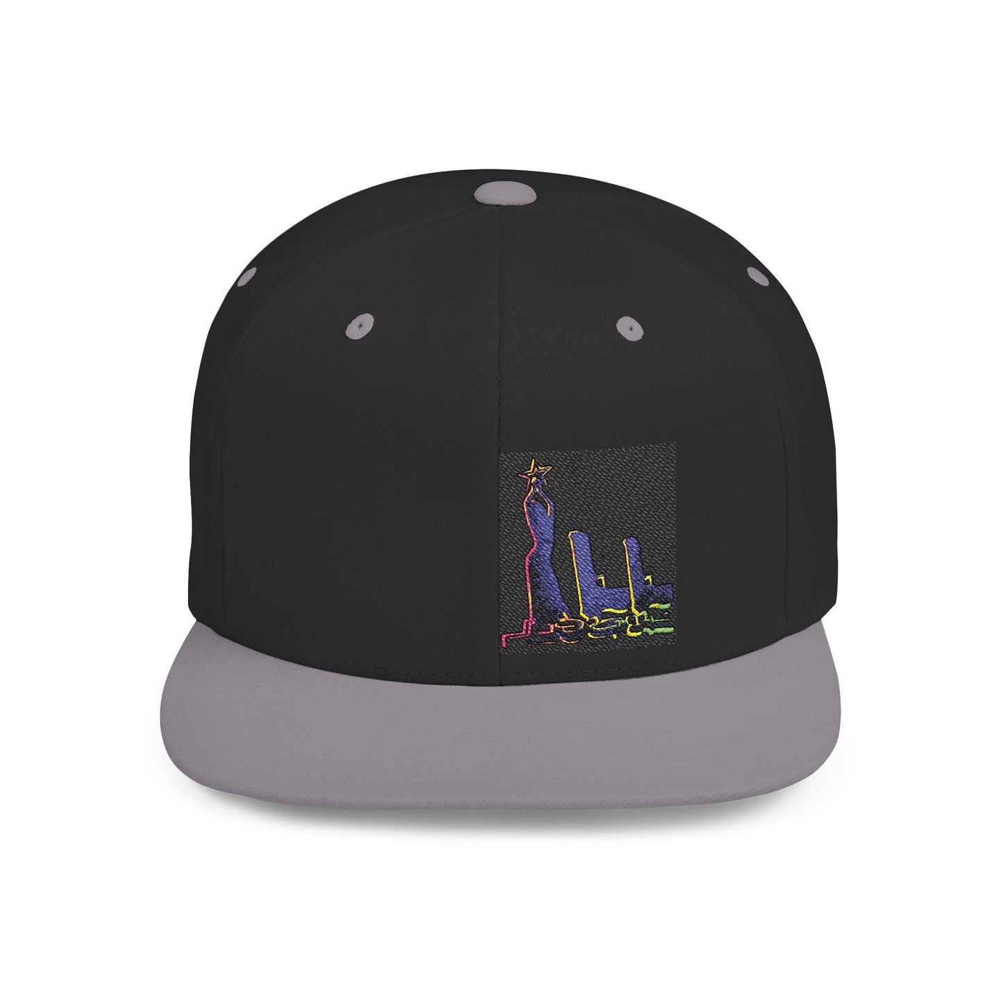 Stylish Flat Bill Snapback Hat with Vibrant Abstract Design
