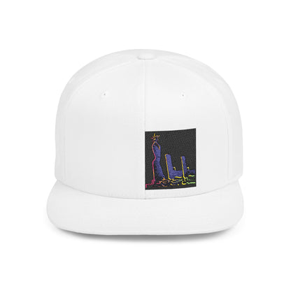 Stylish Flat Bill Snapback Hat with Vibrant Abstract Design