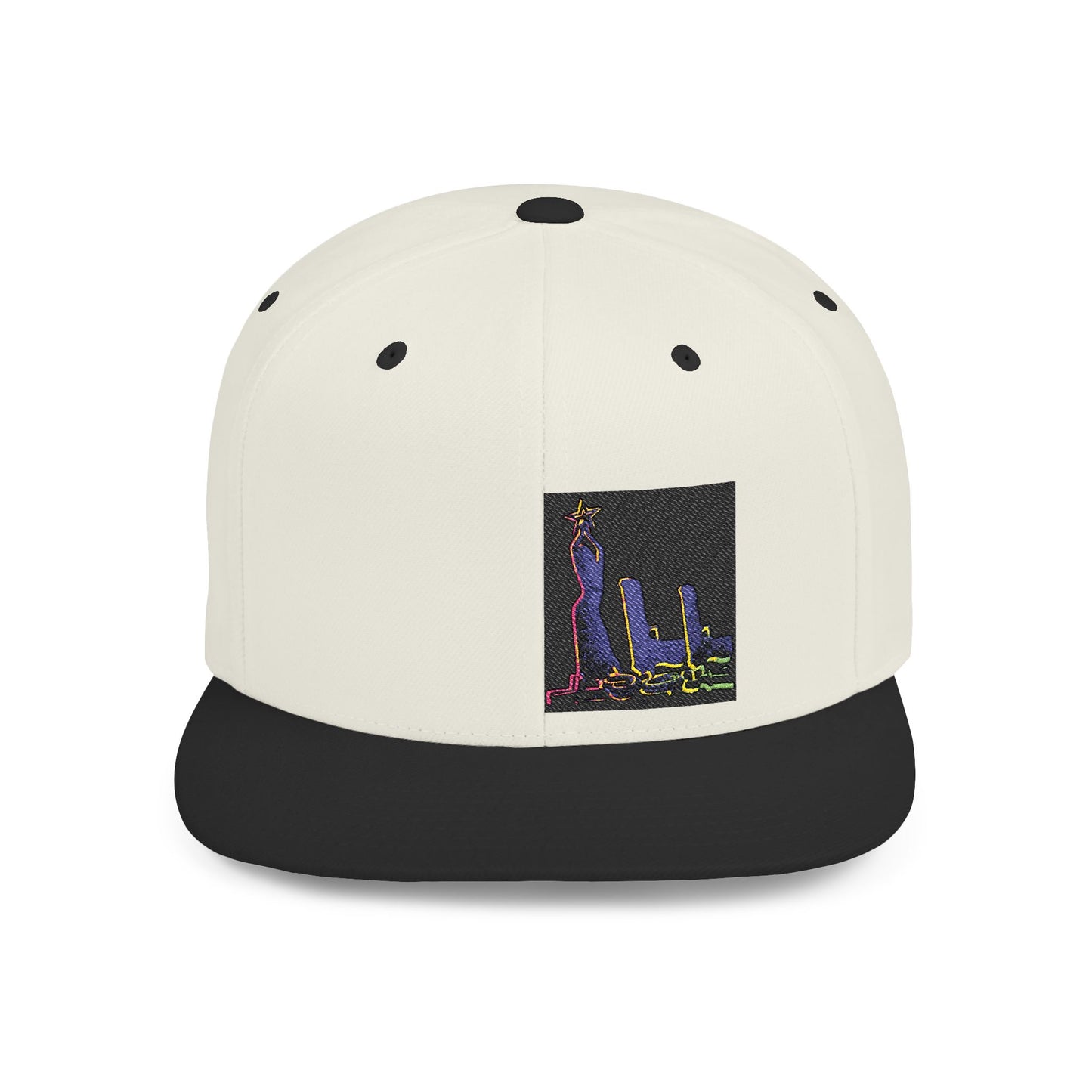 Stylish Flat Bill Snapback Hat with Vibrant Abstract Design