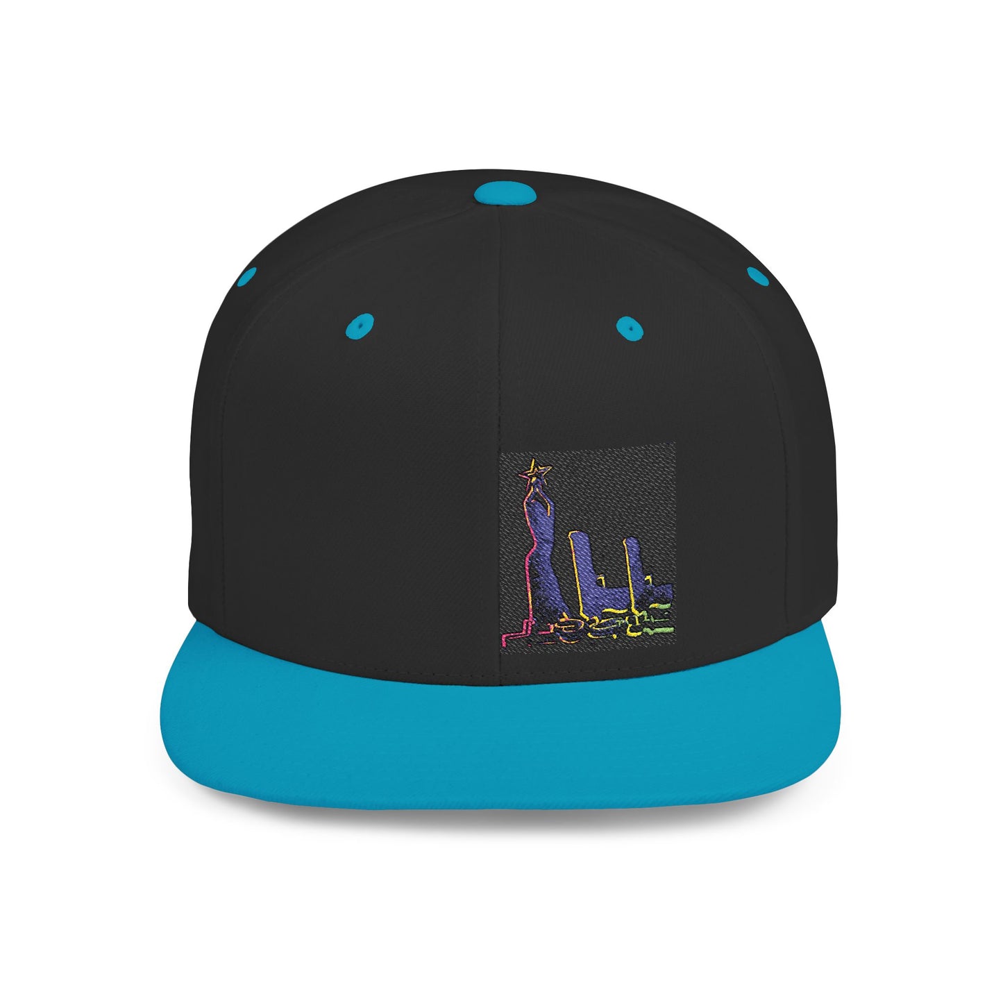 Stylish Flat Bill Snapback Hat with Vibrant Abstract Design