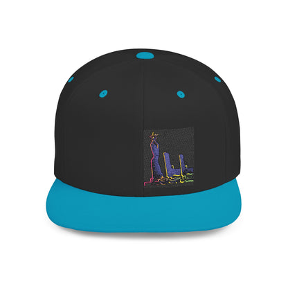 Stylish Flat Bill Snapback Hat with Vibrant Abstract Design