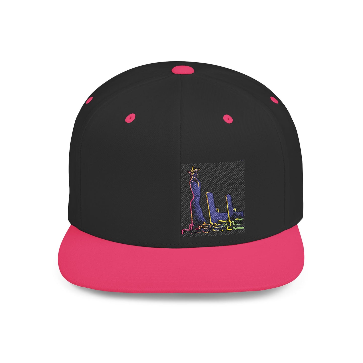 Stylish Flat Bill Snapback Hat with Vibrant Abstract Design