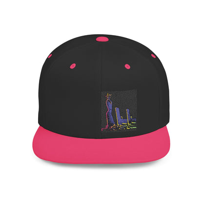 Stylish Flat Bill Snapback Hat with Vibrant Abstract Design