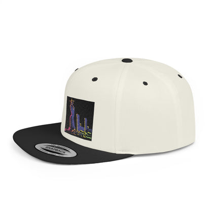 Stylish Flat Bill Snapback Hat with Vibrant Abstract Design