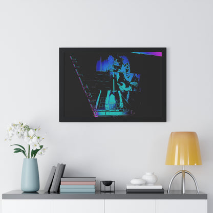 Retro Neon Framed Poster - Abstract Art for Modern Decor