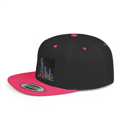 Stylish Flat Bill Snapback Hat with Vibrant Abstract Design