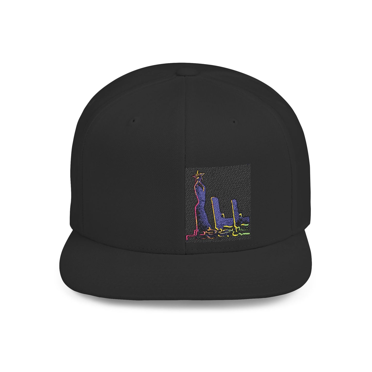 Stylish Flat Bill Snapback Hat with Vibrant Abstract Design