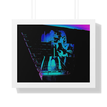 Retro Neon Framed Poster - Abstract Art for Modern Decor