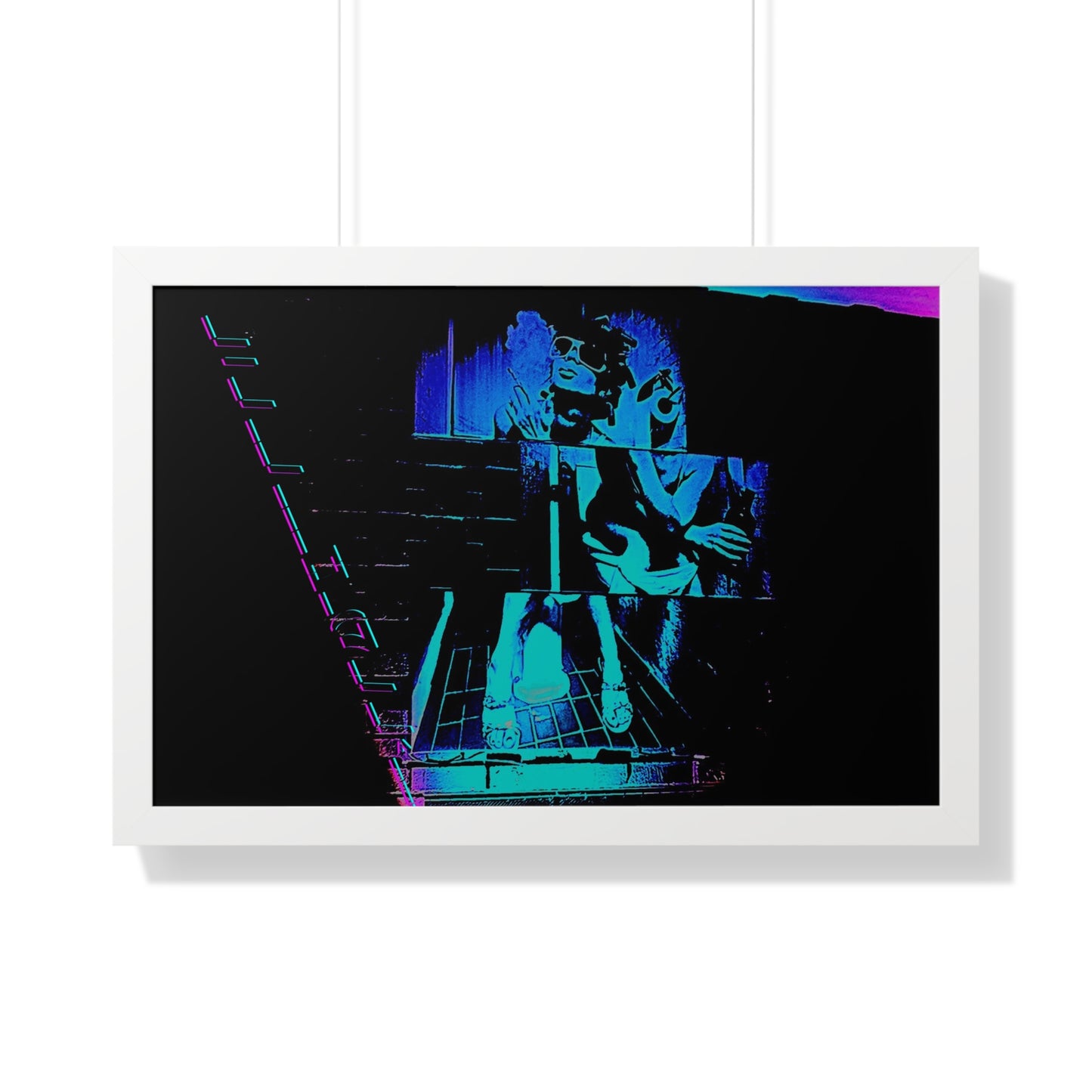 Retro Neon Framed Poster - Abstract Art for Modern Decor