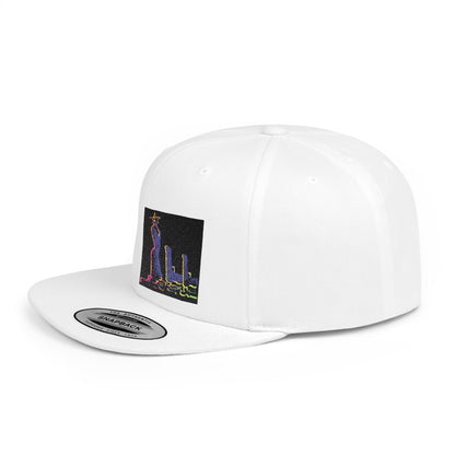 Stylish Flat Bill Snapback Hat with Vibrant Abstract Design