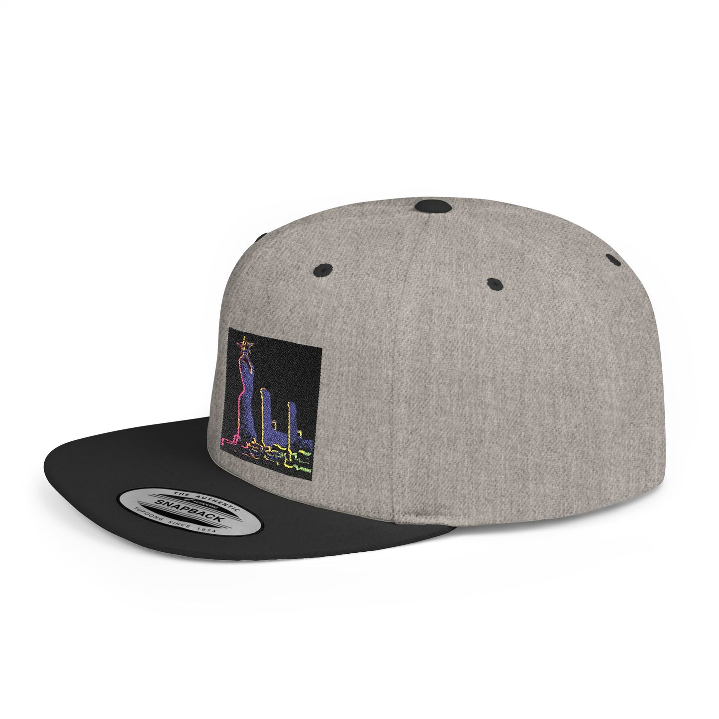 Stylish Flat Bill Snapback Hat with Vibrant Abstract Design
