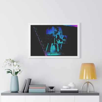 Retro Neon Framed Poster - Abstract Art for Modern Decor