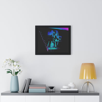 Retro Neon Framed Poster - Abstract Art for Modern Decor