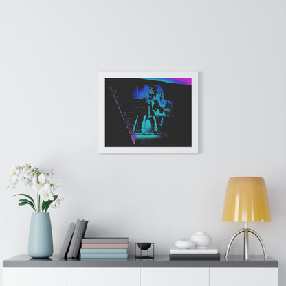 Retro Neon Framed Poster - Abstract Art for Modern Decor